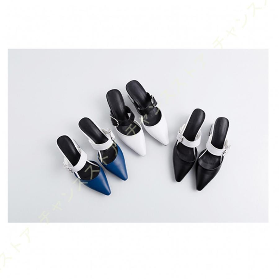 オープニング大放出セール ミュール サンダル チャンキーヒール 牛革 オフィスサンダル 黒 ストラップ ヒール 6cm 太ヒールで安定感 レディース サボサンダル 美脚 ポインテッドトゥ 訳ありセール格安 Www Ladislexia Net