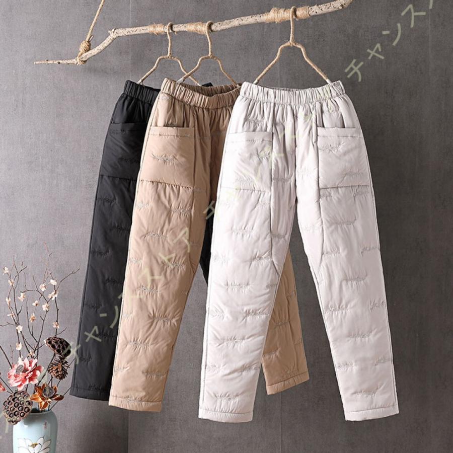 ダウンパンツ レディース 中綿パンツ ハイウエスト ストレッチ 中綿入り 防風 軽量 登山 アウトドア 暖パンツ 防寒パンツ 保温パンツ ウエストゴム 暖かい 未使用品