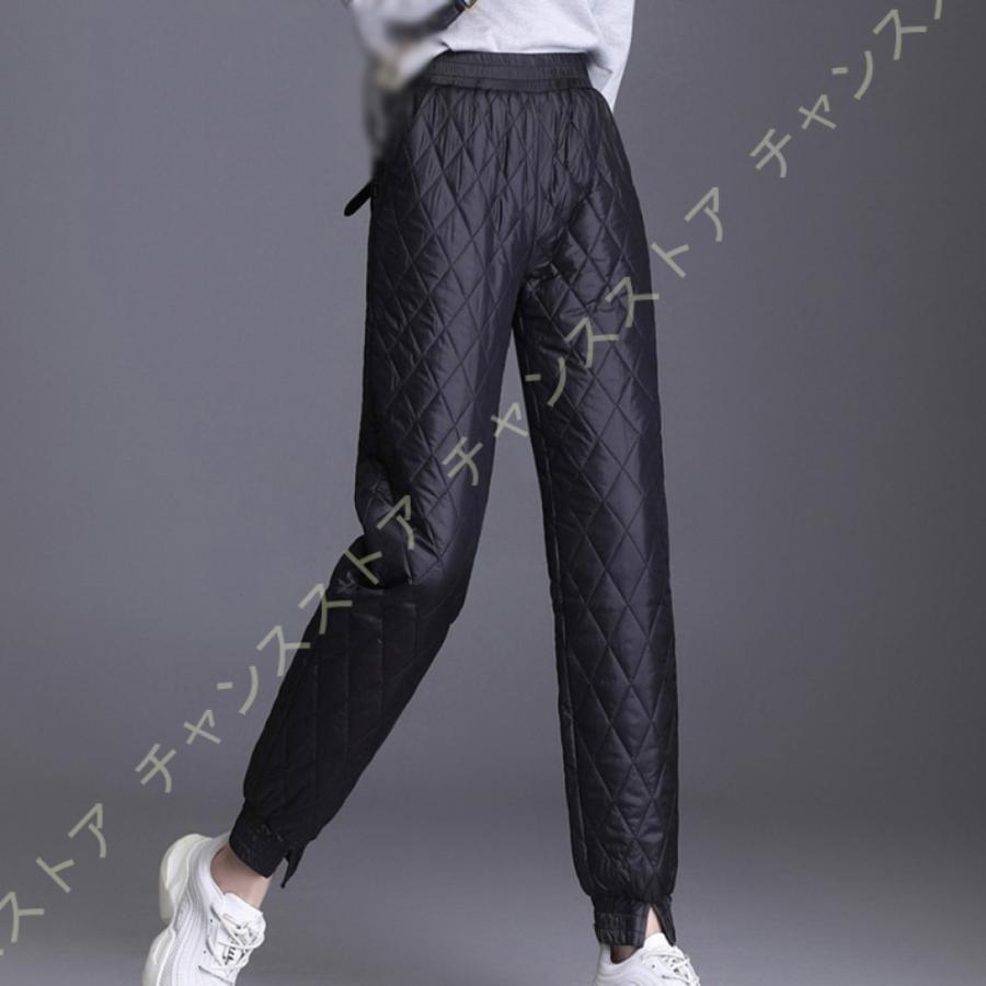 ダウンパンツ レディース 中綿パンツ ポケット 黒 スキニーパンツ 細身 中綿入り 厚手 アウトドア お出かけ 暖パンツ スキーパンツ 防寒パンツ 保温 パンツ 日本