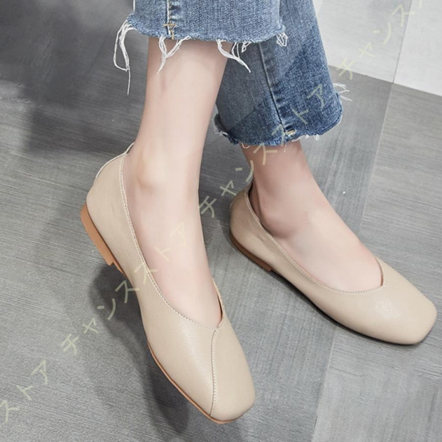 オンラインの新製品 フラット シューズ 歩きやすい ロー ヒール ぺたんこ パンプス 軽量 靴 バレエ くつ レディース スクエアトゥ ベーシック ローヒール 履きやすい スムース 即出荷可能 Shirleyryan Ca