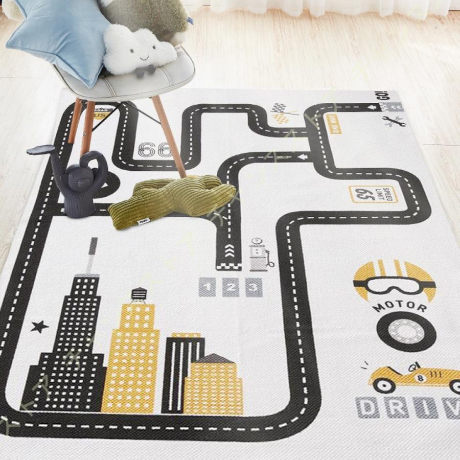 期間限定 遊びマット キッズラグ 低反発 プレイマット 道路 長方形 遊びマット キッズラグ 低反発 プレイマット 道路 長方形 子供部屋 保温 滑り止め 赤ちゃん キッズ 知育マット ロードマップ 教育用 遊べる マット 線路 家具 インテリア Lncci La