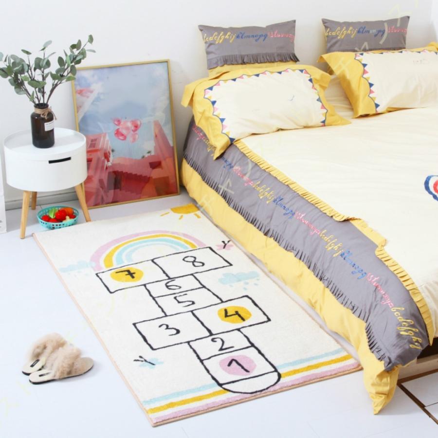 キッズラグ 子供部屋 親子ゲーム 知育 遊びマット ベビーマット 長方形 絨毯 丸洗い 防音 数字柄 マット 面白い 大判 プレイルーム リビング キッズ リビング カーペット ラグ ご了承ください 長期不在 住所不詳で商品再返送されると1000円料金請求する