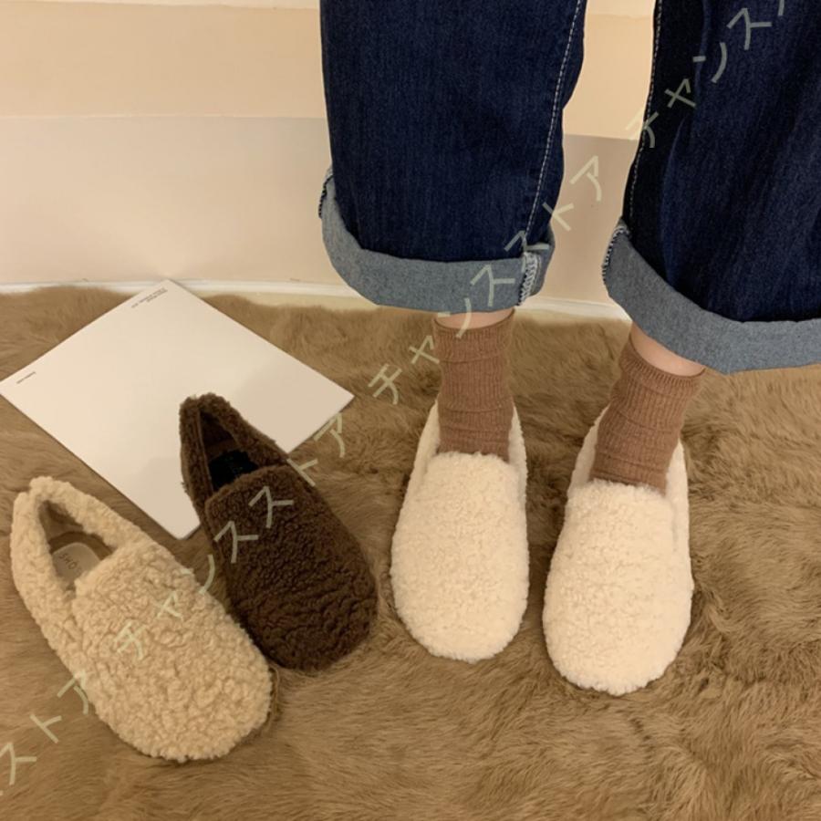 モカシン レディース モカシンシューズ フラットシューズ ボア ファー ムートン モコモコ ローファー ボリュームファー 屈曲性 カジュアルシューズ スリッポン La8eihovy6 Superopticas Com