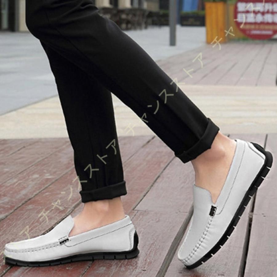 高級ブランド 軽量 スニーカー ローファー カジュアル メンズ スリッポン ドライビングシューズ スムース調 紳士靴 3e 幅広 履き心地よい シンプル お洒落 デッキシューズ ローファー カラー ホワイト Panero Shop