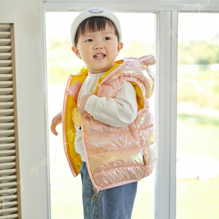 ダウンベスト キッズ コート ノースリーブベスト ベビー服 中綿 袖なし 子ども 保温 防寒 無地 女の子 ガールズ ダウン ジャケット 男の子 ボーイズ 軽量 秋冬 独特な店