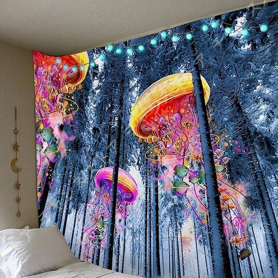 タペストリー 壁掛け 秋の森自然風景 木漏れ日の森 撮影用 背景 日の出 間仕切りカーテン おしゃれ インテリア雑貨 壁飾り 開放感風景画 自宅やお店の装飾 特売