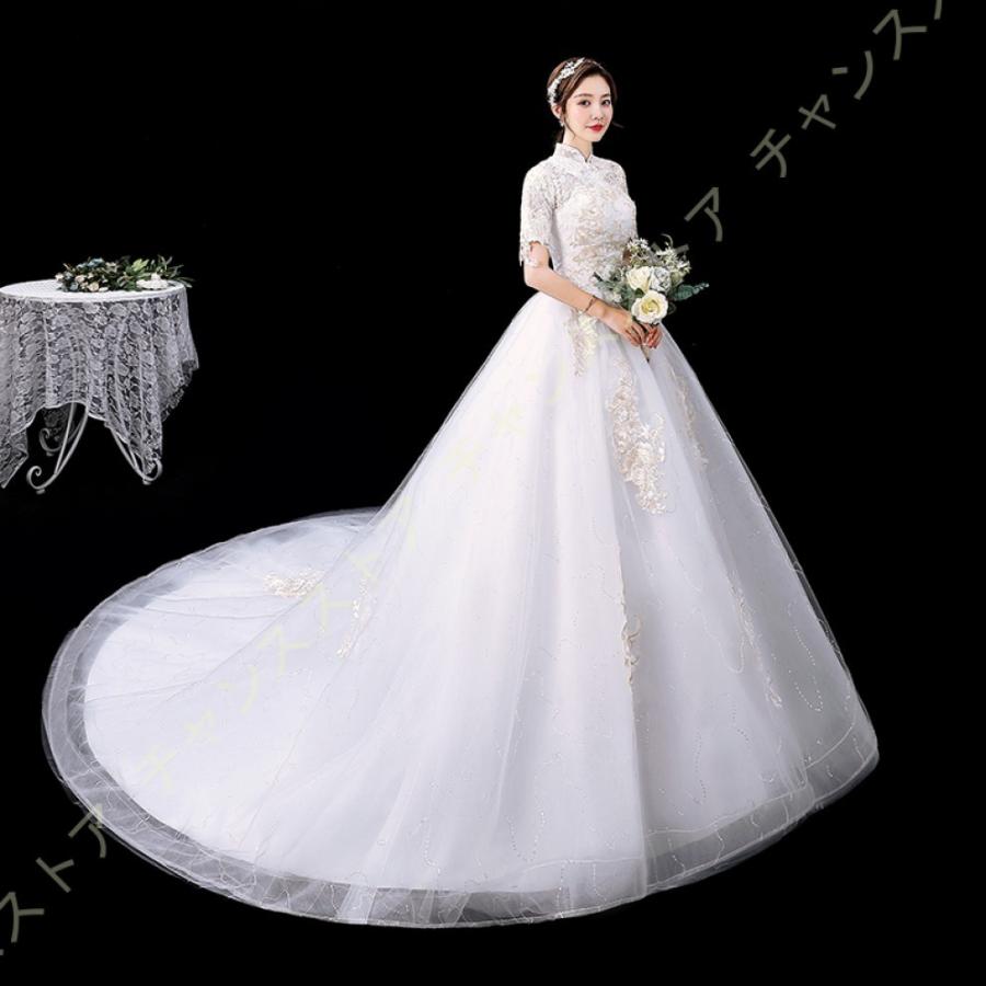 イブニングドレス 結婚式 ウェディングドレス 半袖 卒業式 キャバドレス ブライダルドレス レースアップ 白い ドレス おしゃれ ワンピース ロング丈