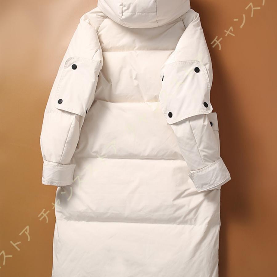 新年の贈り物 軽量 ロング ポケット付き ダウンジャケット ダウンコート レディース コート ダウン 大きいサイズ プレゼント カジュアル かわいい お洒落 フード付き フード ダウンコート サイズ M