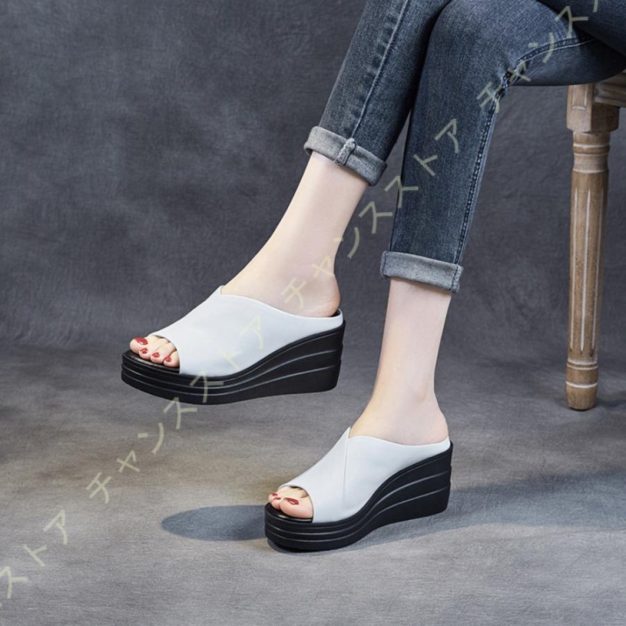 定番人気 オフィスサンダル 幅広 サボ靴 大きいサイズ 小さいサイズ 軽量 ウェッジソール 厚底 つっかけ クロスベルト ミュール サンダル ウェッジソール 厚底 つっかけ クロスベルト ミュール サンダル 黒 レディース 本革 白 サンダル ミュール Www Radio10 Sr