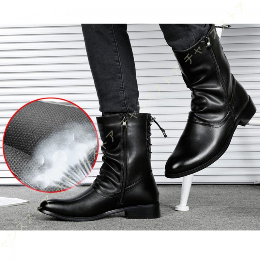 ご予約品 男性用 ブーツ 厚底 軽量 ハイカット サイドジッパー メンズ ブーツ 歩きやすい 秋冬用 アンクルブーツ 黒 ショートブーツ 防水 エンジニアブーツ ワークブーツ エンジニアブーツ サイズ 24 0cm Dilasagramcbse Ac In