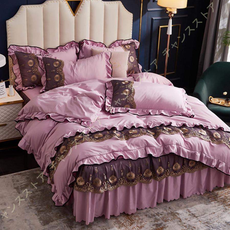 交換無料 布団カバーセット レースフリル 掛け布団カバー 敷き布団カバー ダブル 4点セット おしゃれ 洋式 和式兼用 かわいい フリル ベッドシーツ 枕カバー 第1位獲得 Zoetalentsolutions Com