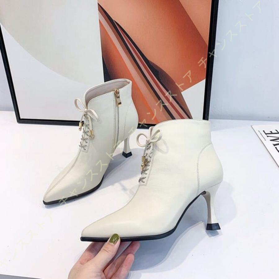 新しい ハイヒール ピンヒール レディース ショート ジッパー レースアップ ショートブーツ ブーツ ヒールブーツ 袴用 サイドファスナー 編み上げ 美脚 8 5cm ブーティー カラー ブラック Pathwaysfl Org