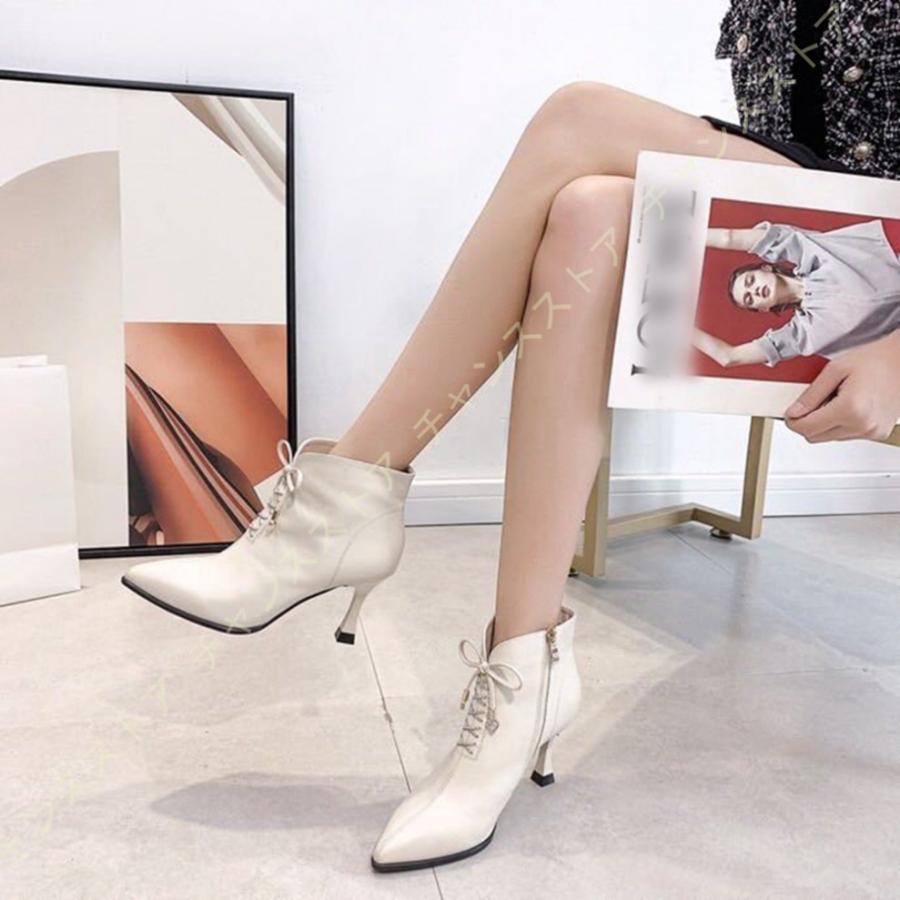 新しい ハイヒール ピンヒール レディース ショート ジッパー レースアップ ショートブーツ ブーツ ヒールブーツ 袴用 サイドファスナー 編み上げ 美脚 8 5cm ブーティー カラー ブラック Pathwaysfl Org