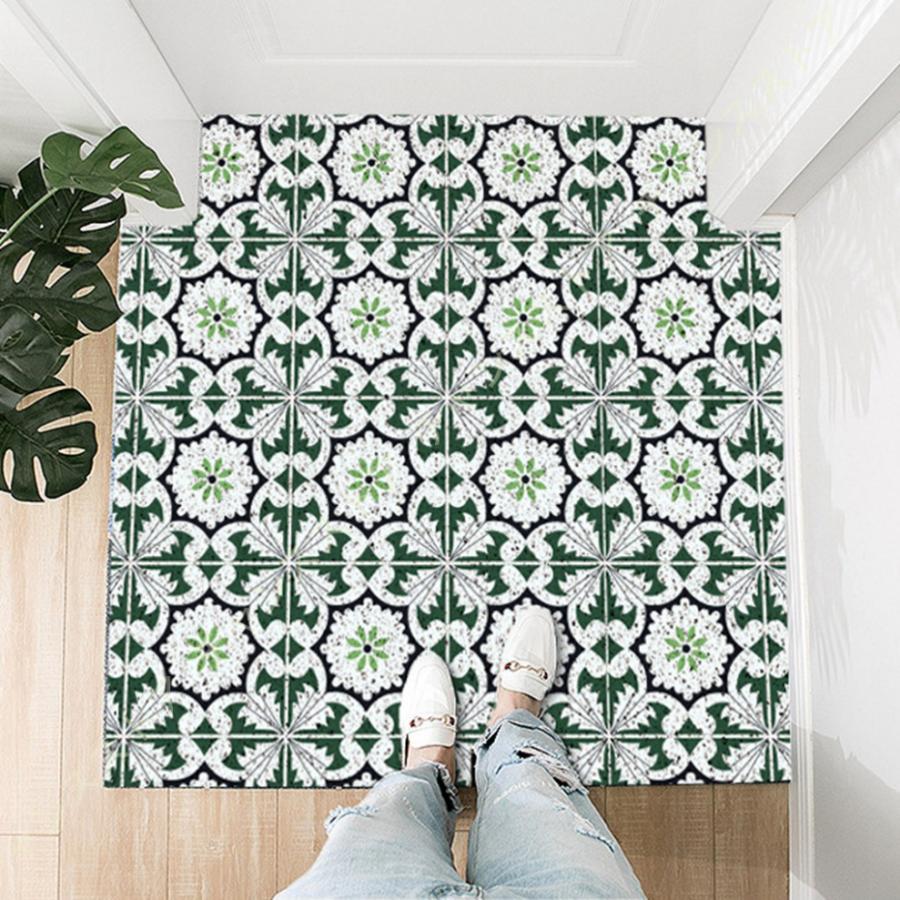 北欧風 玄関マット 泥落とし 屋外 屋内 Pvc ビニール おしゃれ リーフ柄 フロアマット ドアマット