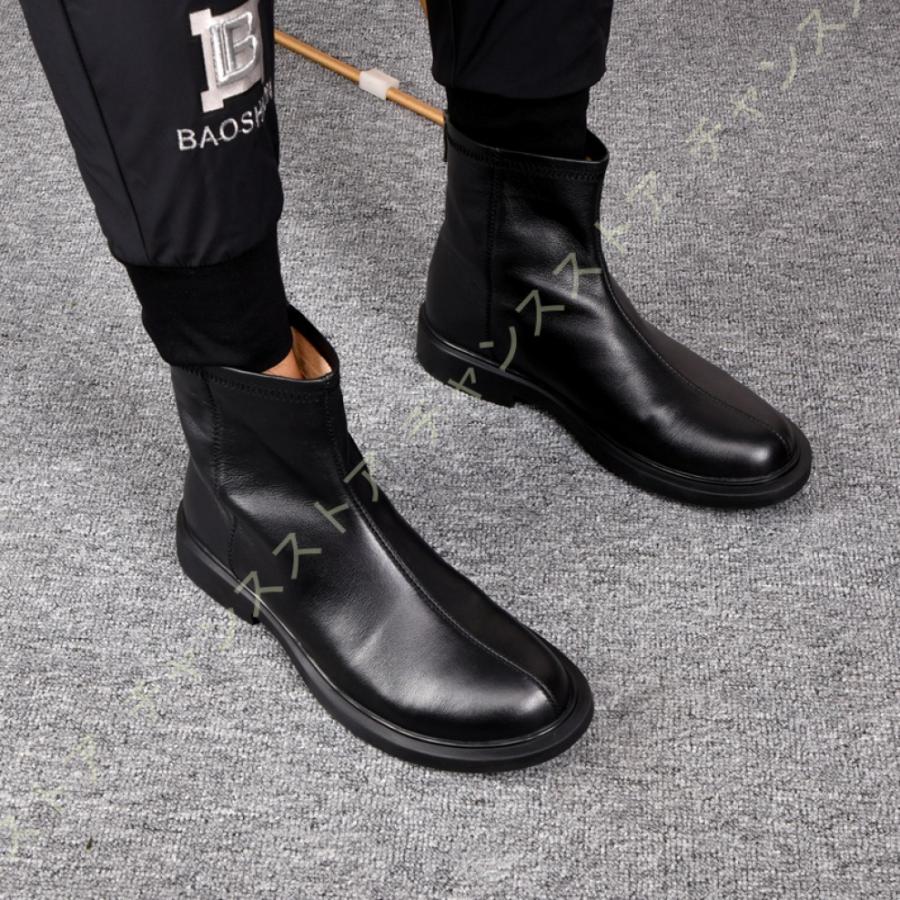 8653円 専門店では ショートエンジニア ブーツ ファスナー レザー カジュアル おしゃれ ブラック エンジニアブーツ ショート ドレープ メンズ バックジップ