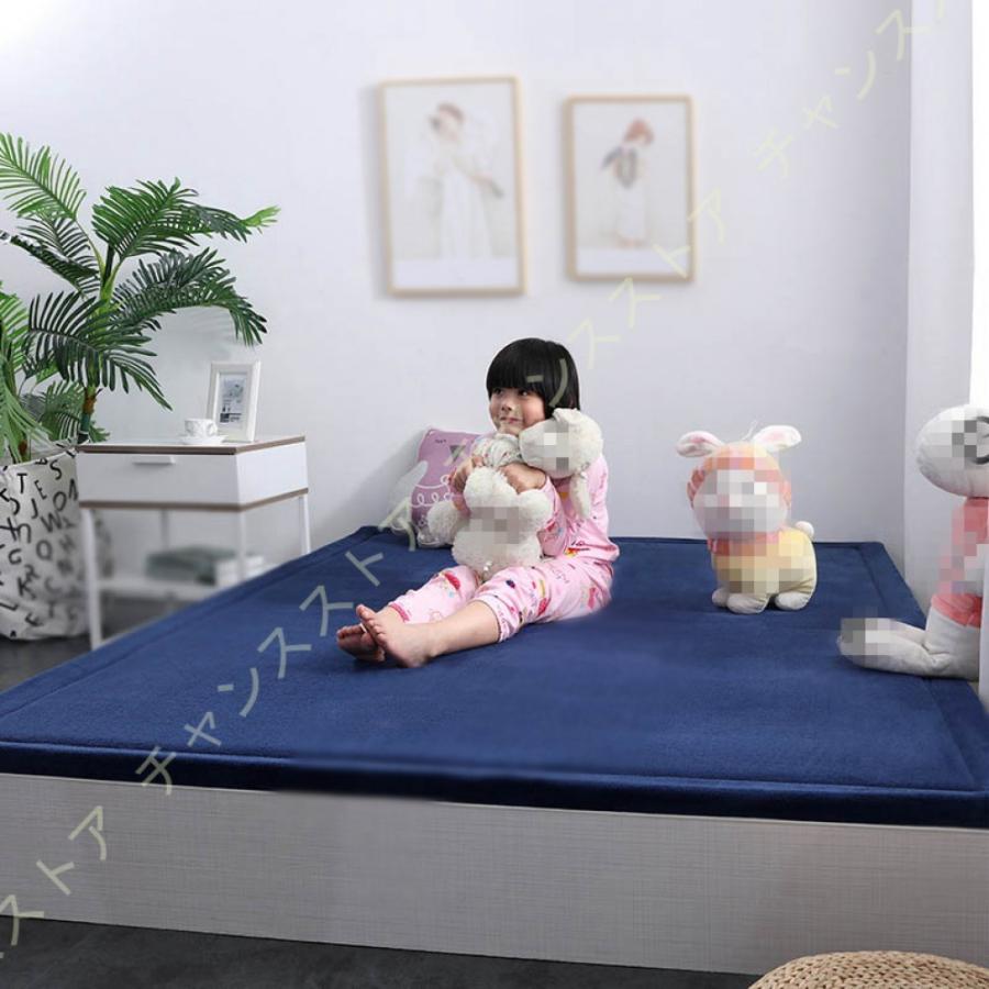 防音 保温 リビングマット 柔らかい ラグマット 敷物 低反発 ベビー クッション 出窓 フランネルラグ 赤ちゃん グレー カーペット 冷え対策 センター ネイビー 大注目