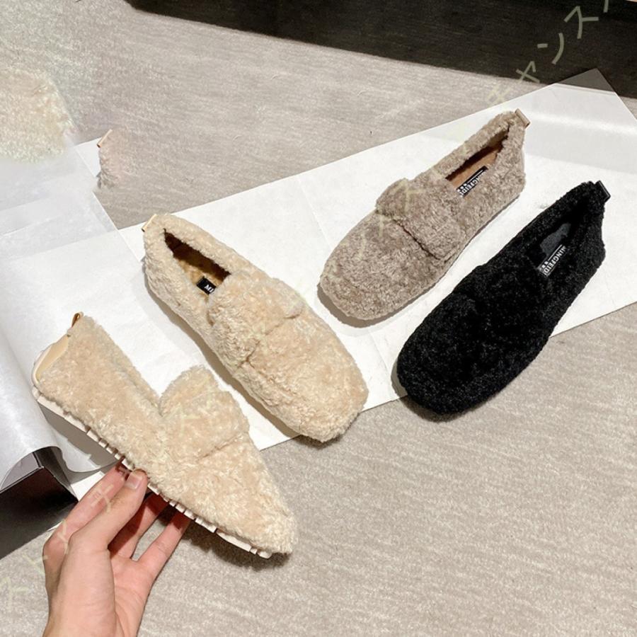 モカシン ファー 内ボア 無地 モカシンシューズ ローファー パンプス レディース 大人 レディースローファー ムートン ムートンローファー フェイクファー 大きな割引