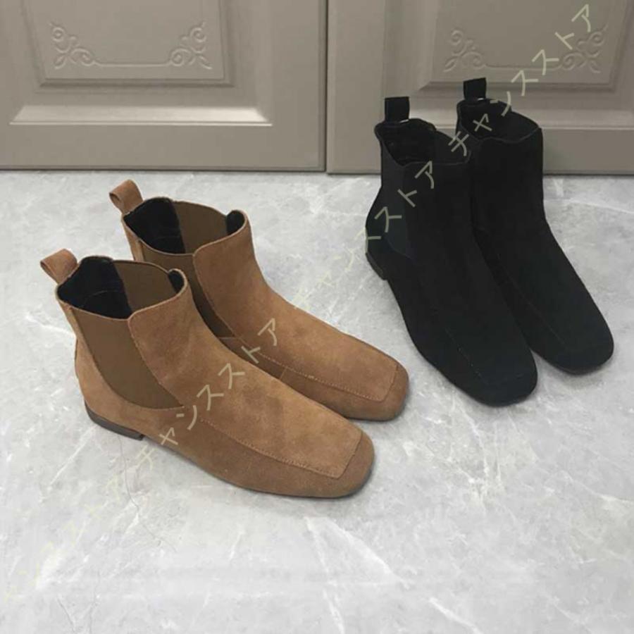 ショートブーツ ブーツ サイドゴア スエード調 ローヒール レディース ぺたんこ ブーティー ショート丈 ブーツ カジュアル シューズ 靴 ショート丈