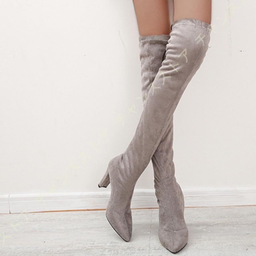 ロングブーツ ニーハイブーツ ハイヒール 10cm 黒 レディース靴 歩きやすい サイハイブーツ シンプル 膝上丈 美脚ブーツ 大きいサイズ レディース 秋ブーツ ジョッキーブーツ カラー グレー Www Geminicorp Be