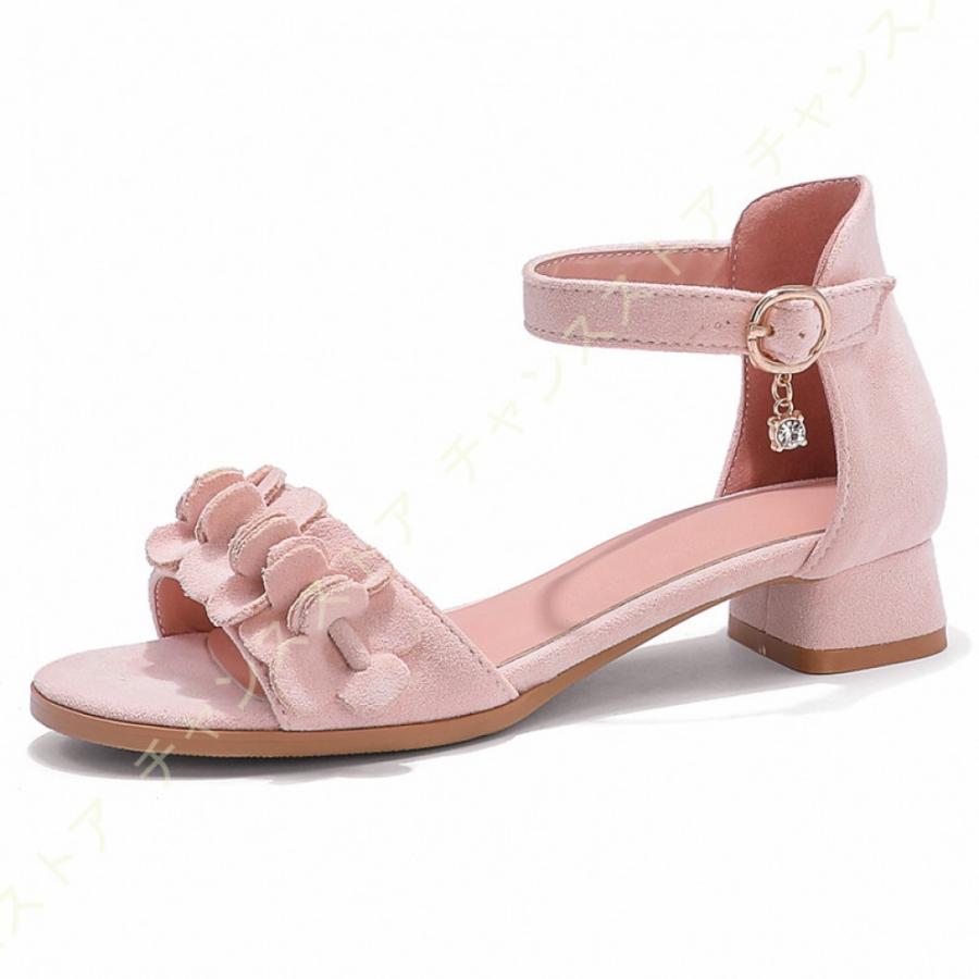 サンダル 太ヒール 女の子 キッズ 子供 ジュニア 可愛い 花 疲れない 痛くない 滑り止め 履きやすい おしゃれ かかと あり ストラップ 夏用 子供シューズ レビューを書けば送料当店負担