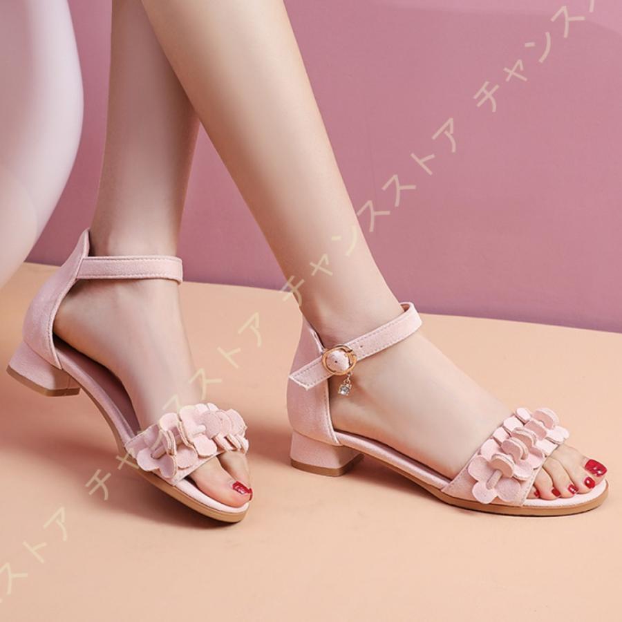 サンダル 太ヒール 女の子 キッズ 子供 ジュニア 可愛い 花 疲れない 痛くない 滑り止め 履きやすい おしゃれ かかと あり ストラップ 夏用 子供シューズ レビューを書けば送料当店負担