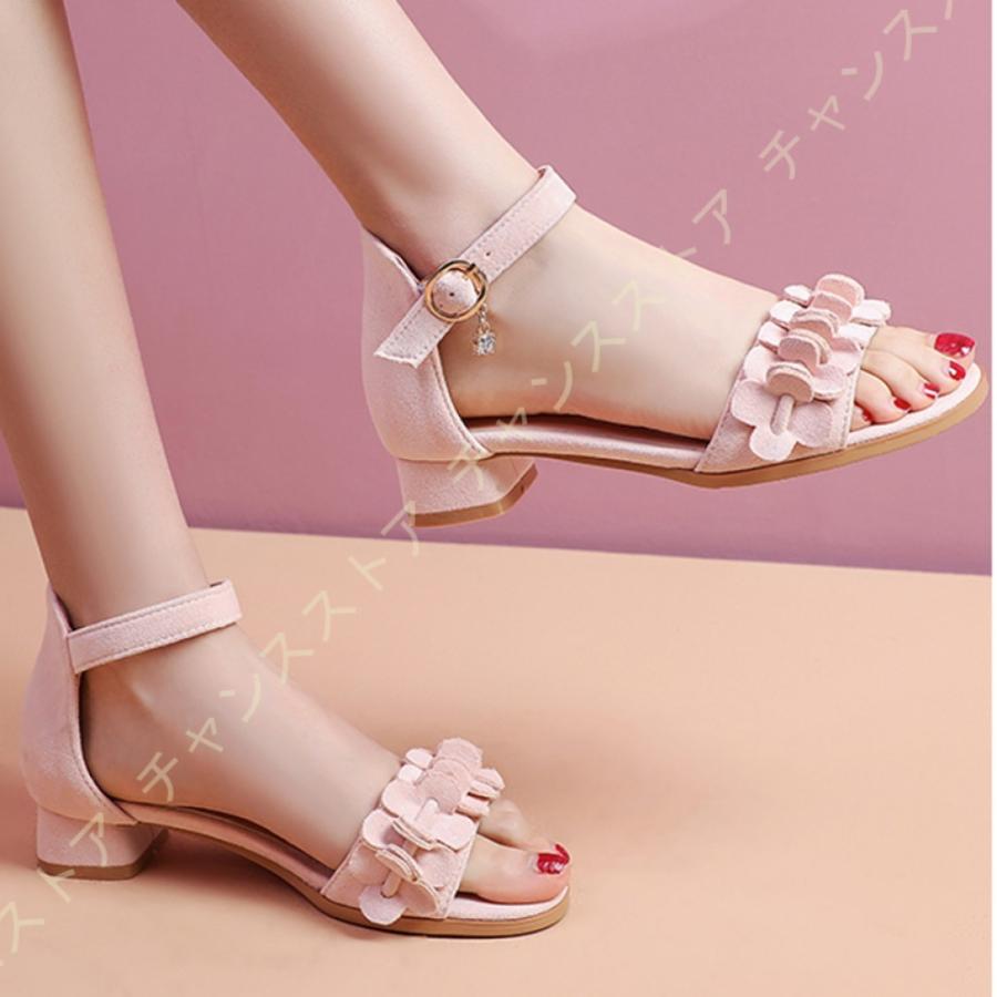 サンダル 太ヒール 女の子 キッズ 子供 ジュニア 可愛い 花 疲れない 痛くない 滑り止め 履きやすい おしゃれ かかと あり ストラップ 夏用 子供シューズ レビューを書けば送料当店負担