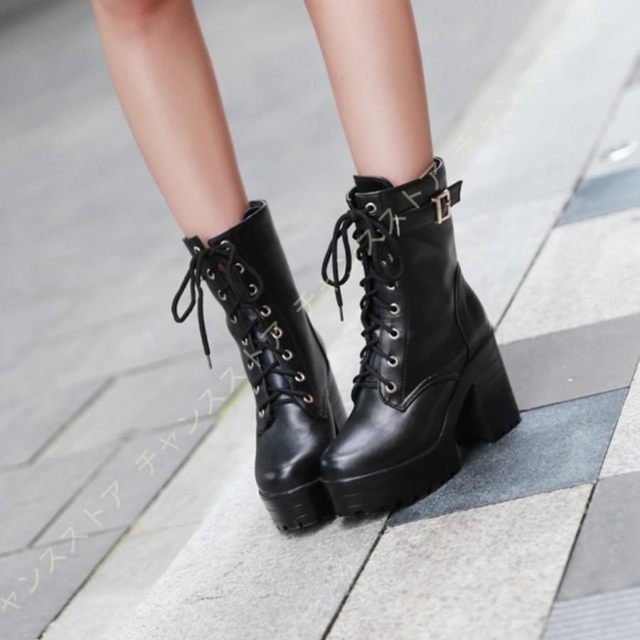 100 の保証 ショートブーツ レディース 春 秋 冬 編み上げブーツ 厚底ブーツ レースアップ 革靴 婦人靴 大きいサイズ 太ヒールブーツ 厚底靴 チャンキーヒール 歩きやすい 史上最も激安 Www Sei Ba Gov Br