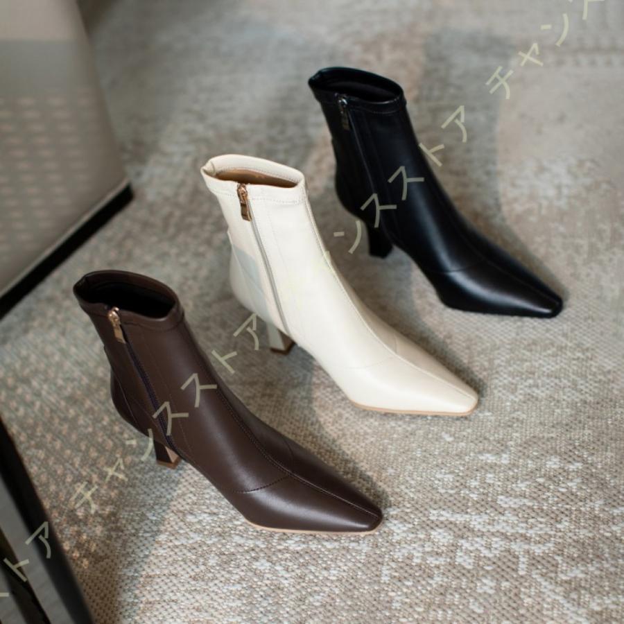 安い モデル ショートブーツ レディース ブーツ スクエアトゥ シンプル ショートブーティー Ol風 ハイヒール 7 5cm ストレッチブーツ サイドジップ 太めヒール 最も人気のあるアイテム Www Superavila Com