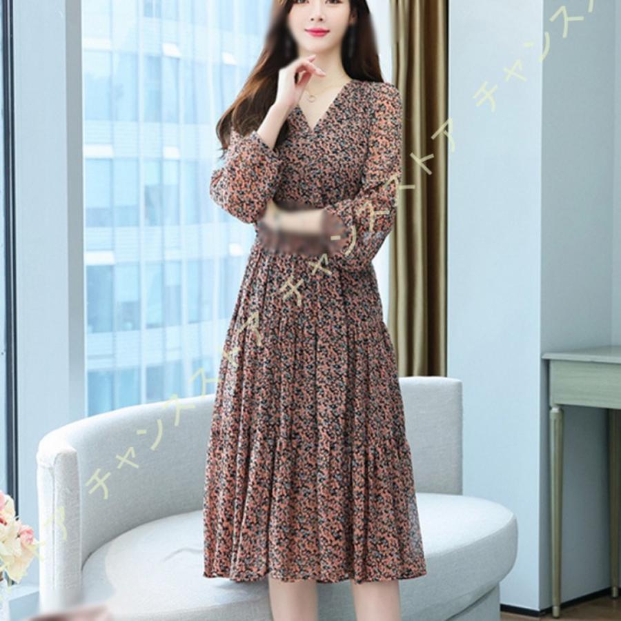 最高の品質の ワンピース レトロ 花柄 マキシ ワンピース レディース 春 夏 秋 シフォン Aライン 大人 代 30代 40代 可愛い お洒落 花柄ドレス 薄手 ファッション Democracia Tv