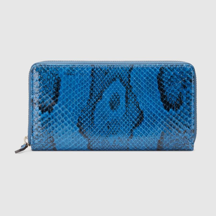 グッチ GUCCI 財布 長財布 ラウンドファスナー ダークブルー パイソン