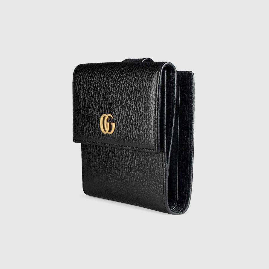 GUCCI グッチ カーフ レザー がま口 二つ折り財布 ブラック 金具 公式サイトの通販