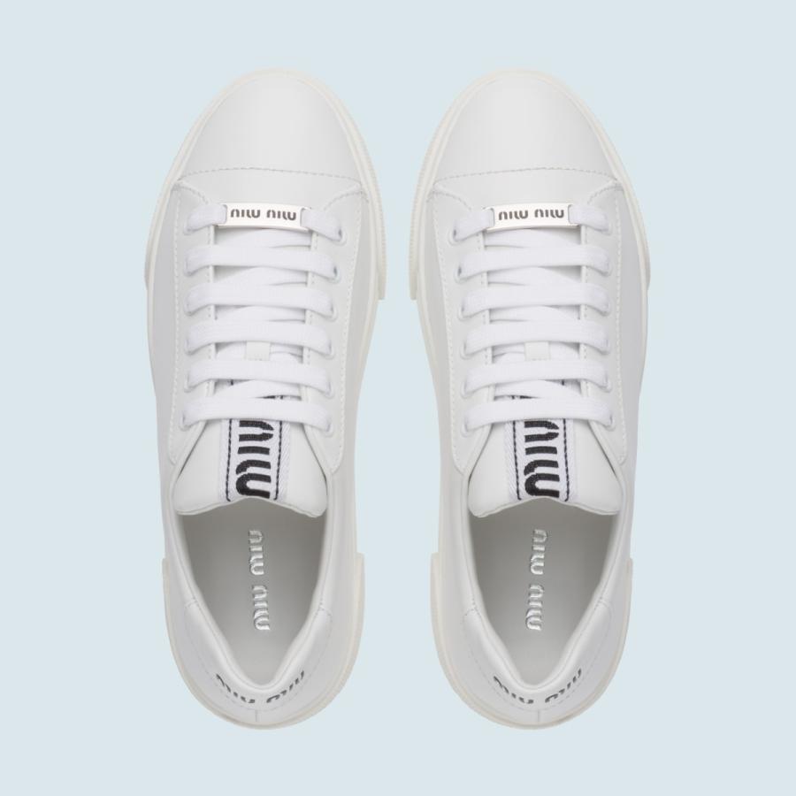 ミュウミュウ MIU MIU スニーカー シューズ 靴 ホワイト レザー ...