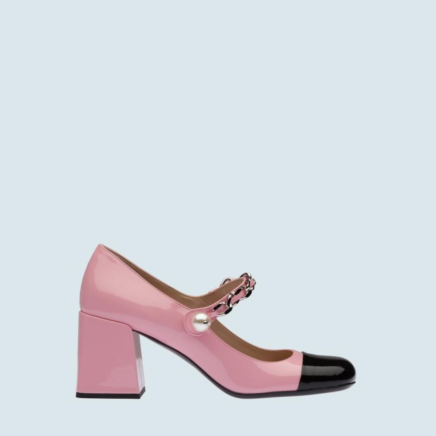 ミュウミュウ MIU MIU パンプス シューズ 靴 ピンク ブラック チェーン