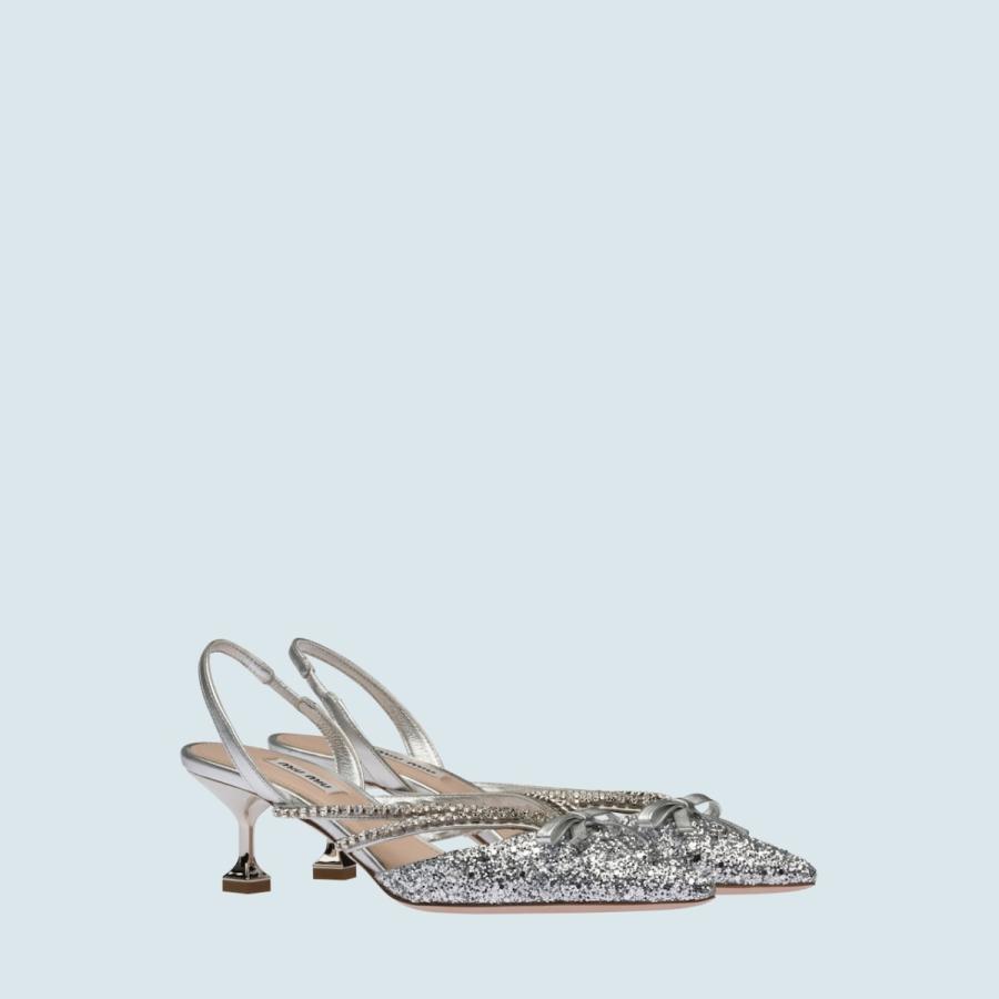 ミュウミュウ MIU MIU パンプス シューズ 靴 シルバー クリスタル