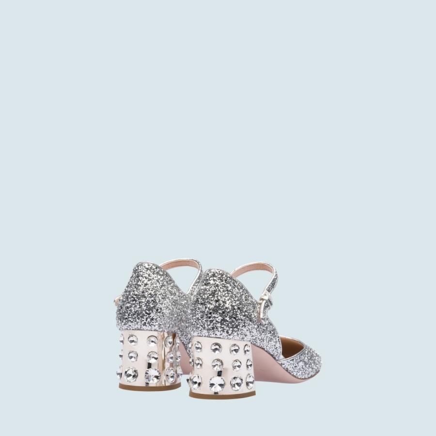 ミュウミュウ MIU MIU パンプス シューズ 靴 シルバー クリスタル