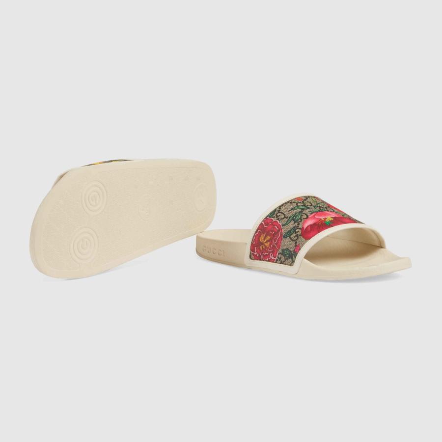 グッチ GUCCI サンダル ホワイト レザー ベージュ エボニー GG