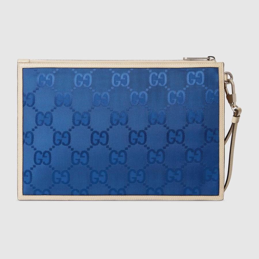 が大特価 グッチ ブランド専門店 Gucci レザー ナイロン ホワイト ブルー ポーチ Gucci グッチ ポーチ バッグ