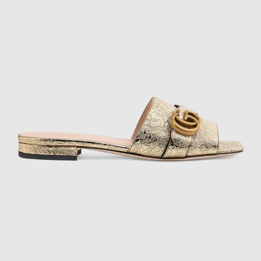 グッチ GUCCI サンダル プラチナ ゴールド GG メタリック ラミネート
