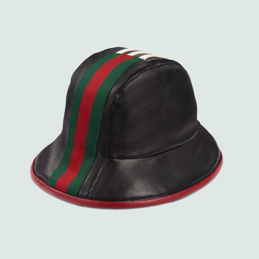 グッチ GUCCI 帽子 ハット ブラック レッド レザー アディダス