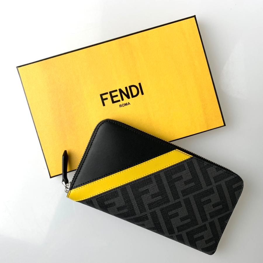 フェンディ FENDI 財布 長財布 ラウンドファスナー グレー ブラック イエロー FF ファブリック カーフレザー :7M0210A9XSF0R2AFENDI7M0210A9XSF0R2A:CHANELIST 通販 FENDI フェンディ 二つ折り財布 ズッカ FF金具 ブランド オシャレ