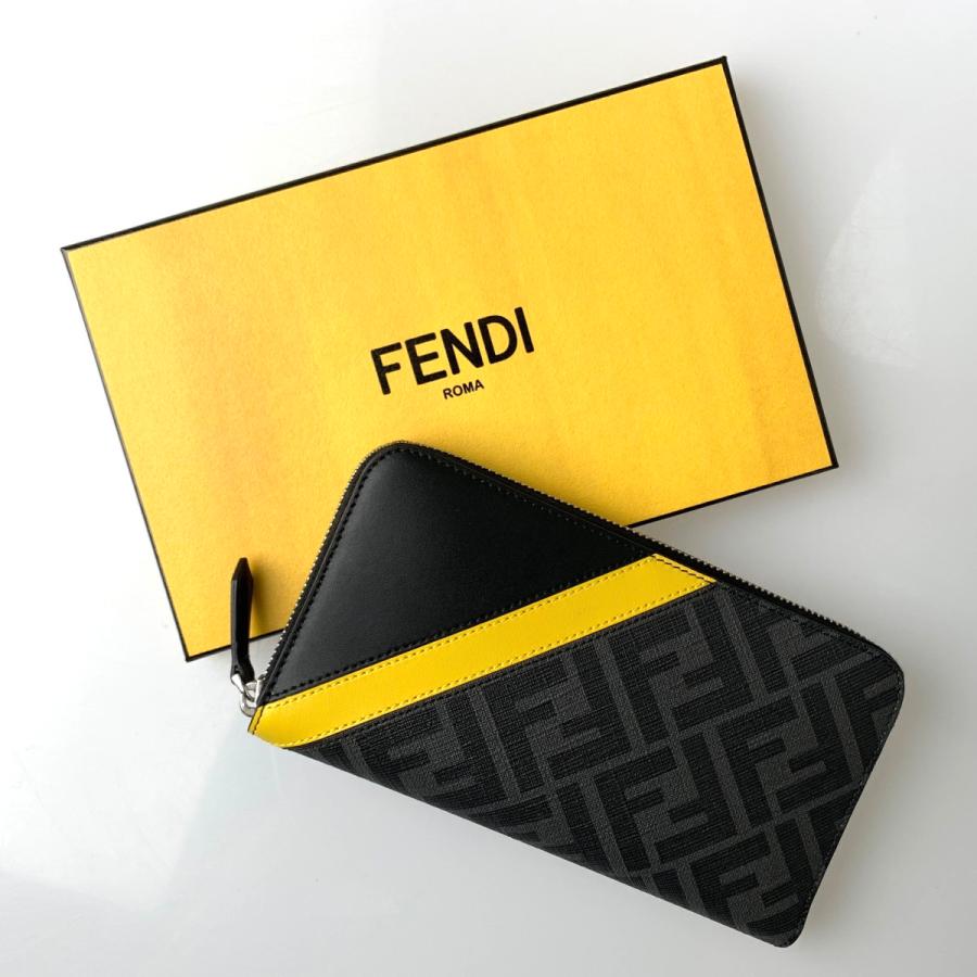 フェンディ FENDI 財布 長財布 ラウンドファスナー グレー ブラック