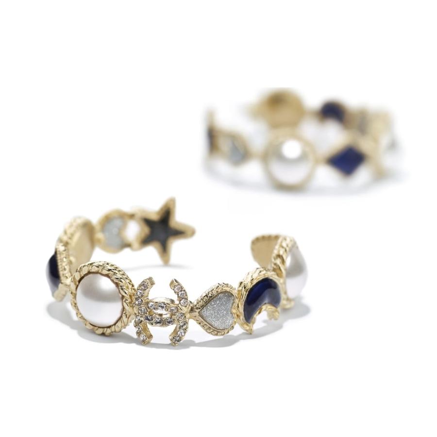 シャネル CHANEL ピアス ゴールド ホワイト クリスタル ブルー グレー シャネル CHANEL ピアス ゴールド ホワイト クリスタル ブルー グレー