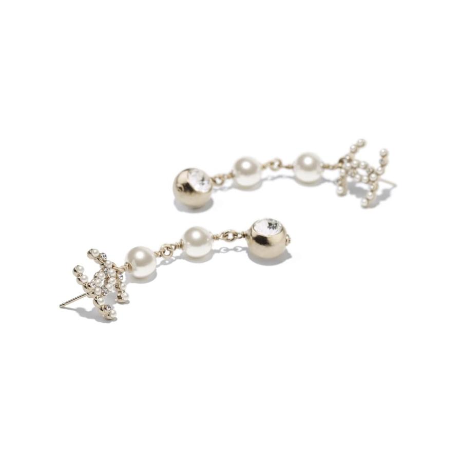 シャネル CHANEL ピアス ゴールド ホワイト クリスタル メタル パール ...