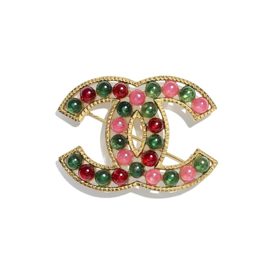 く日はお得 Chanel シャネル ブランド専門店 シャネル Ccロゴ レジン メタル ピンク バーガンディー グリーン ゴールド ブローチ Chanel レディースアクセサリー Oyostate Gov Ng