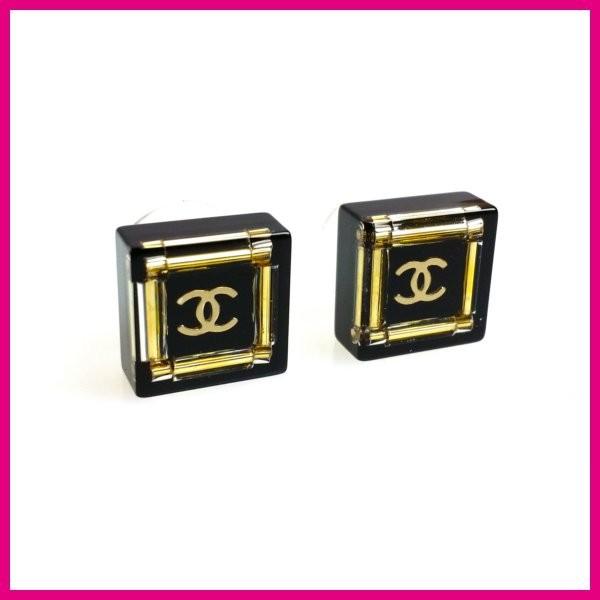 シャネル CHANEL ピアス スクエア 新作 ゴールド ブラック