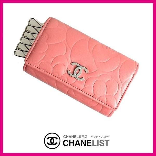 シャネル Chanel キーケース ６連 カメリア 新作 ラムスキン レザー ピンク シルバー 花柄 ｃｃロゴ 鍵 カギ Le 32 Com