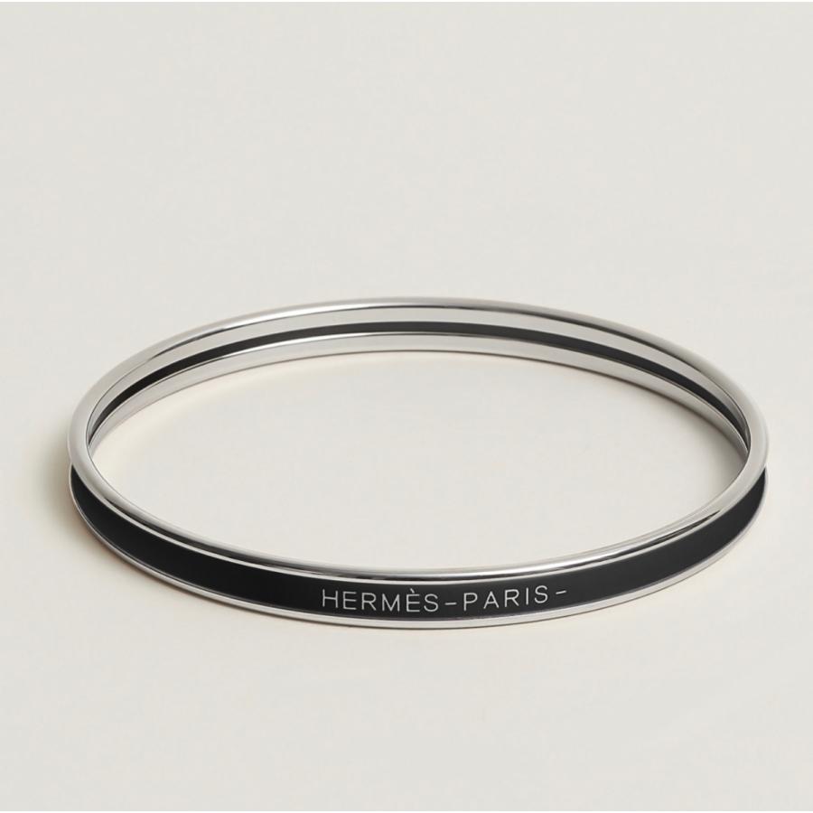 エルメス HERMES ブレスレット バングル ブラック シルバー