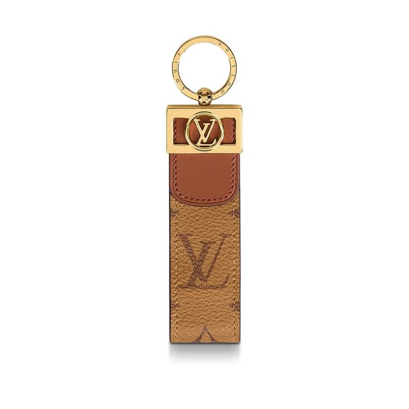 ルイヴィトン LOUIS VUITTON キーホルダー モノグラム リバース ブラウン ゴールド レザー