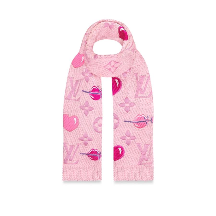 ルイヴィトン Louis Vuitton マフラー エシャルプ ローズ ピンク ハート リップス モノグラム ウール シルク Mlouisvuittonm Chanelist 通販 Yahoo ショッピング