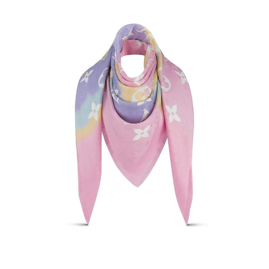 ルイヴィトン クルーズ Louis Vuitton ショール ピンク マルチ モノグラム ドレス ブライダル エスカル レディースファッション シルク ウール